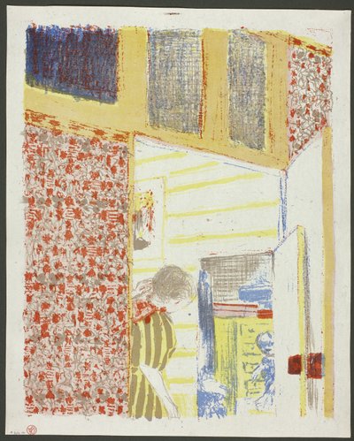 Wnętrze z różową tapetą III, talerz siódmy z Pejzaże i wnętrza autorstwa Édouard Jean Vuillard