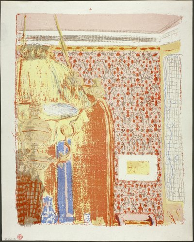 Wnętrze z różową tapetą II, talerz szósty z Pejzaże i wnętrza autorstwa Édouard Jean Vuillard