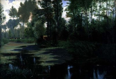Krajobraz ze stawem autorstwa Edouard Louis Boudier