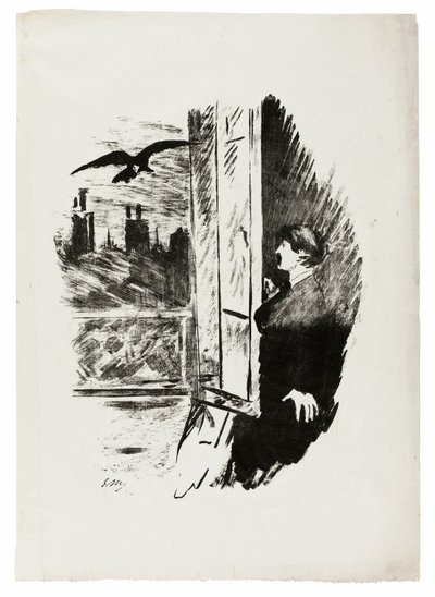 Przy oknie ("Otwórz tutaj, rzuciłem okiennicę..."), z filmu Kruk (Le Corbeau) autorstwa Édouard Manet