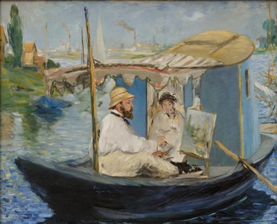 Claude Monet malujący w swojej łodzi-pracowni autorstwa Édouard Manet