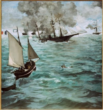 Bitwa między USA Kearsarge i C.S.S. Alabama autorstwa Édouard Manet