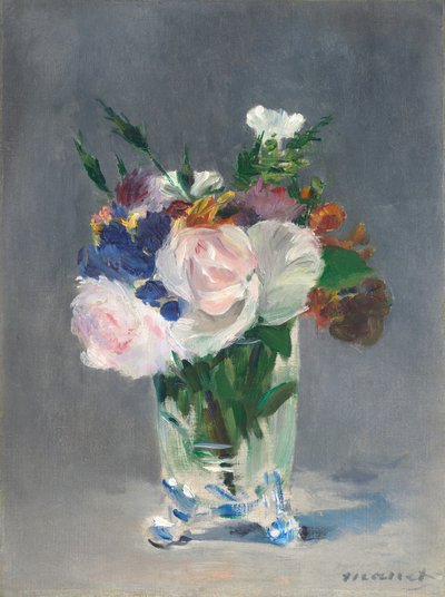 Kwiaty w kryształowym wazonie autorstwa Édouard Manet