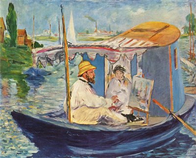 Die Barke Claude Monet malujący w swojej łodzi studyjnej autorstwa Édouard Manet