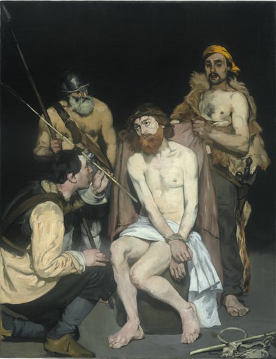 Jezus wyśmiewany przez żołnierzy, 1865 autorstwa Édouard Manet