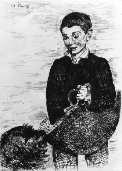 Chłopiec z psem autorstwa Édouard Manet