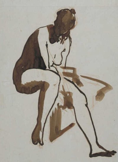 Manet - Kąpiący się w pozycji siedzącej, około 1858-1860 autorstwa Édouard Manet