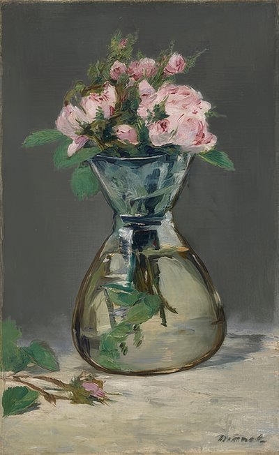 Mchowe róże w wazonie. 1882 autorstwa Édouard Manet