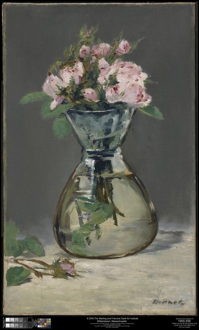 Róże mchowe w wazonie autorstwa Édouard Manet