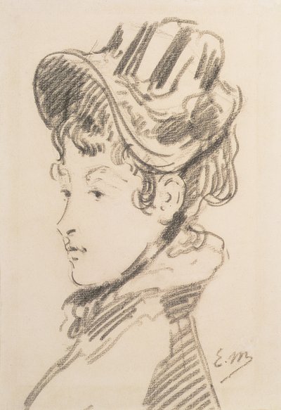 Portret Madame Jules Guillemet, ok. 1880 (czarna kreda) autorstwa Édouard Manet