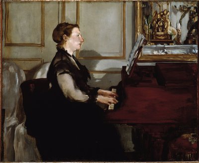 Portret Madame Manet (Suzanne Leenhoff) przy fortepianie (olej na płótnie) autorstwa Édouard Manet