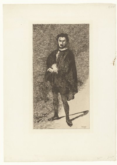 Portret van aktora Philibert Rouvière in de rol van Hamlet Rouvière jako Hamlet Tragiczny aktor autorstwa Édouard Manet