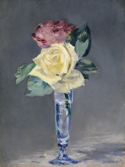 Róże w kieliszku szampana, ok. 1882 (olej na płótnie) autorstwa Édouard Manet