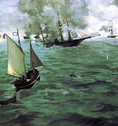 Bitwa pod Kearsarge i Alabamą autorstwa Édouard Manet