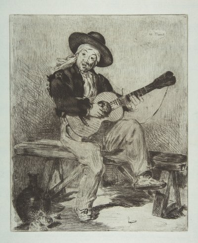 Hiszpański piosenkarz Le Guitarrero, 1861-62. autorstwa Édouard Manet
