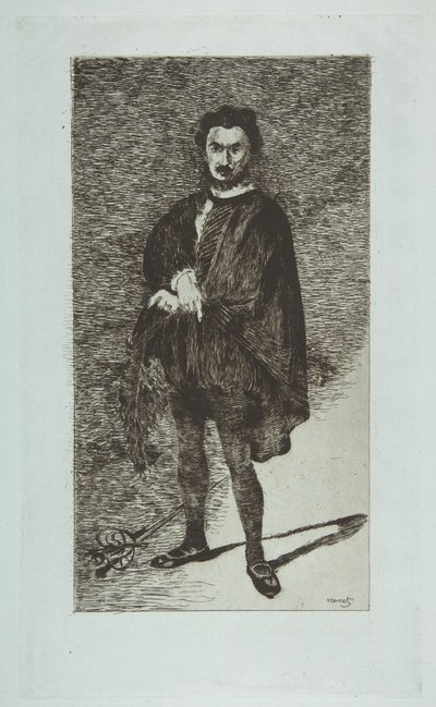 Aktor tragiczny: Rouvière w roli Hamleta, 1865-66. autorstwa Édouard Manet