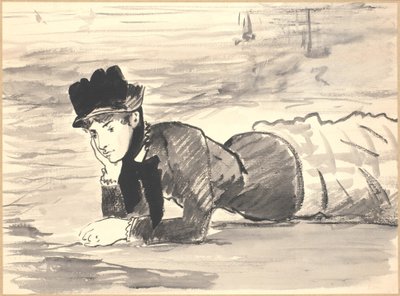 Kobieta leżąc na plaży. Annabel Lee autorstwa Édouard Manet