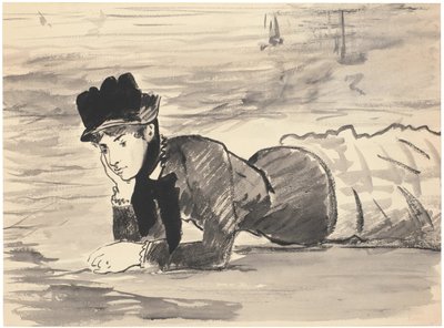 Kobieta leżąc na plaży. Annabel Lee, ok. 1881 autorstwa Édouard Manet