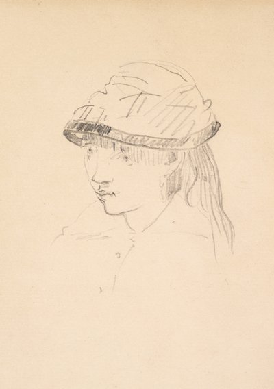 Młoda dziewczyna w okrągłym kapeluszu, 1878-79 (grafit na papierze) autorstwa Édouard Manet