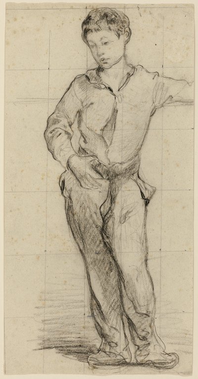 Młody mężczyzna stojący (Léon Leenhoff) (rekto); Szkic stojącego chłopca (verso) autorstwa Édouard Manet