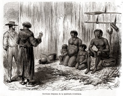 Chrześcijańska ewangelizacja rodziny Indian Yahuas Orejones w Peru autorstwa Edouard Riou
