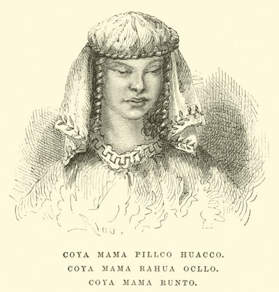 Coya Mama Pillco Huacco, Coya Mama Rahua Ocllo, Coya Mama Runto autorstwa Edouard Riou