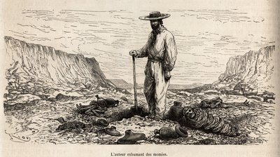 Paul Marcoy exhumant des mummies Incas (Bas Peru), rycina E.Riou ilustrująca podróż w góry, dolinę Huarancalqui i regiony Pjonal w latach 1862-1863, autorstwa Paula Marcoya, opublikowana w „Le tour du monde” ” 1875, pod redakcją Edou autorstwa Edouard Riou