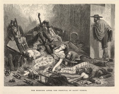 Poranek po Festiwalu Świętego Firmina, Nowy Jork 1875 (rycina) autorstwa Edouard Riou