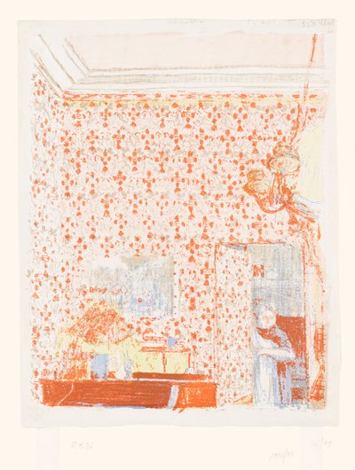 Wnętrze z różową tapetą I autorstwa Edouard Vuillard