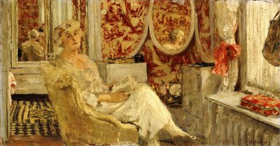 Lucy Hessel w buduarze w Cezanne Property, Vaucresson, 1924 autorstwa Edouard Vuillard