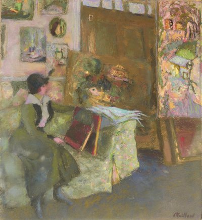 Model na zielonej kanapie; Model z zieloną kanapą, 1915 autorstwa Edouard Vuillard
