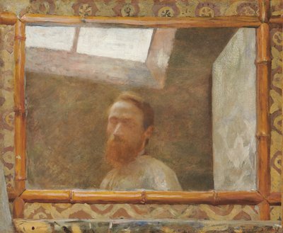 Autoportret z bambusowym lustrem; Autoportret z bambusowym lustrem, ok. 1890 autorstwa Edouard Vuillard