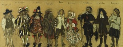 Studium kostiumów dla dziewięciu aktorów w „La Coupe Enchantee” dla Jeana de la Fountaine; Studia kostiumowe dla dziewięciu postaci zaczarowanego kielicha autorstwa Jean de la Fontaine, 1918 autorstwa Edouard Vuillard