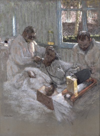 Kardiolog Henri Vaquez (1860-1936) i jego asystent, doktor Parvu, w la Pitie, ok. 1918-21 (pastel na papierze) autorstwa Edouard Vuillard