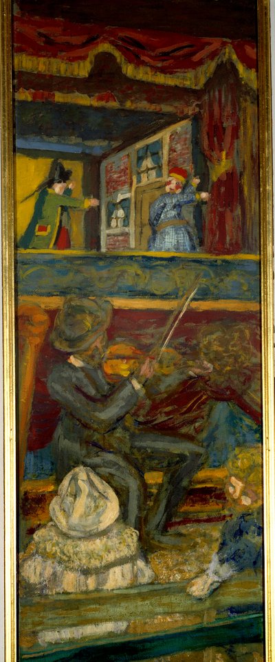 Teatr Guignol Skrzypek i przedstawienie lalkowe (detal) XX w. (olej na płótnie) autorstwa Edouard Vuillard