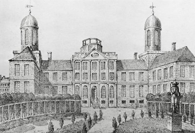 Szpital w Filadelfii, Stany Zjednoczone, litografia Edouarda de Montule (1792-1828) z Podróży do Ameryki, Włoch, Sycylii i Egiptu autorstwa Edouard de Montule