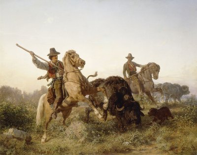 Pasące się bawoły wodne, 1862 autorstwa Edouard van den Bosch