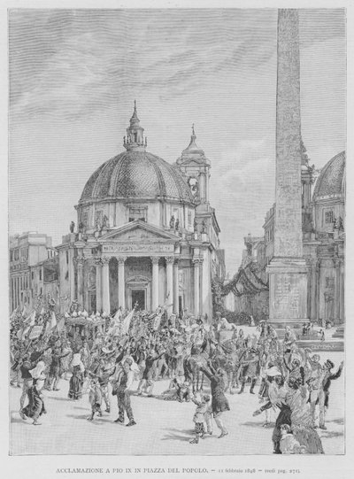 Aklamacja do Piusa IX na Piazza del Popolo autorstwa Edouardo Matania