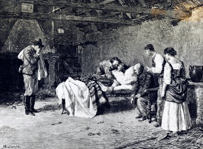 Śmierć Anity Garibaldi na farmie markiza Guiccioli (ilustracja) autorstwa Edouardo Matania