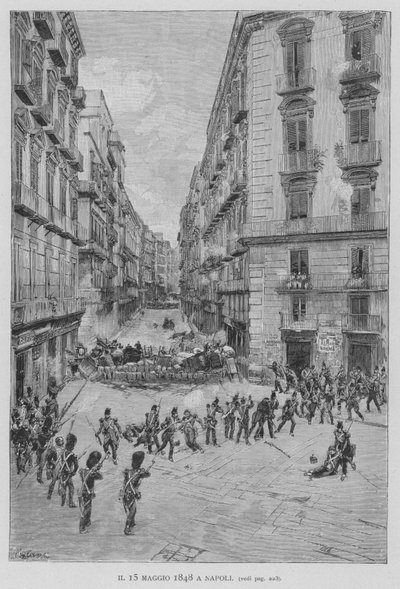 15 maja 1848 w Neapolu (rytowanie) autorstwa Edouardo Matania