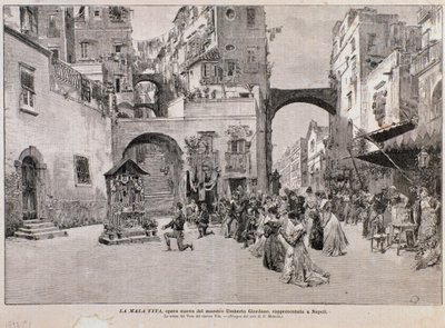 Reprezentacja głosu Vita, z La mala vita, opera Umberto Giordano (rycina) autorstwa Edouardo Matania