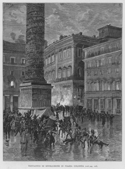 Próba Rewolucji na Piazza Colonna (rycina) autorstwa Edouardo Matania