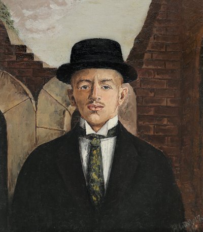Portret poety Wasilija Kamenskiego 1884-1961 w cylindrze, 1917 autorstwa Eduard Gustavovich Shiman
