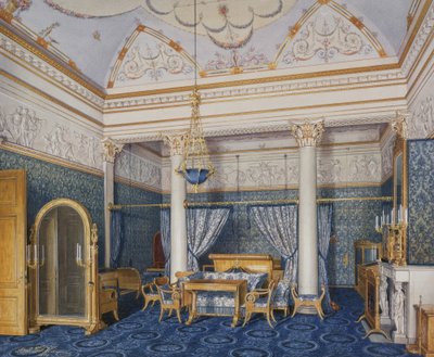 Wnętrza Pałacu Zimowego. Sypialnia cesarzowej Aleksandry Fiodorowny, 1870 autorstwa Eduard Hau