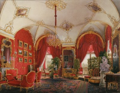 Wnętrza Pałacu Zimowego. Czwarty zarezerwowany apartament. Sala Narożna, połowa XIX w. autorstwa Eduard Hau