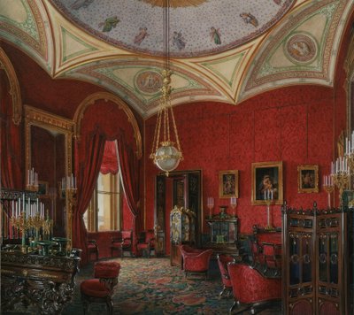 Wnętrza Pałacu Zimowego. Gabinet cesarzowej Aleksandry Fiodorowny, połowa XIX w. autorstwa Eduard Hau