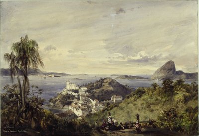 Zatoka w Rio de Janeiro z górą Corcovado autorstwa Eduard Hildebrandt