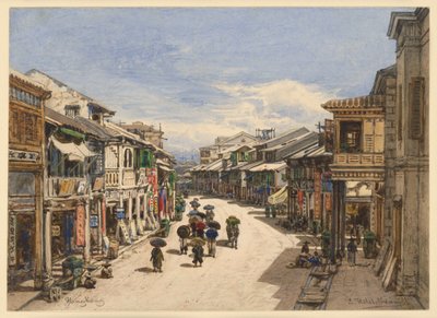 Ulica w Hongkongu autorstwa Eduard Hildebrandt