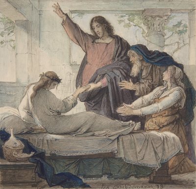 Wskrzeszenie córki Jaira, 1873. autorstwa Eduard Julius Friedrich Bendemann