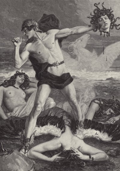 Perseusz otwiera głowę Meduzy autorstwa Eduard Kaempffer